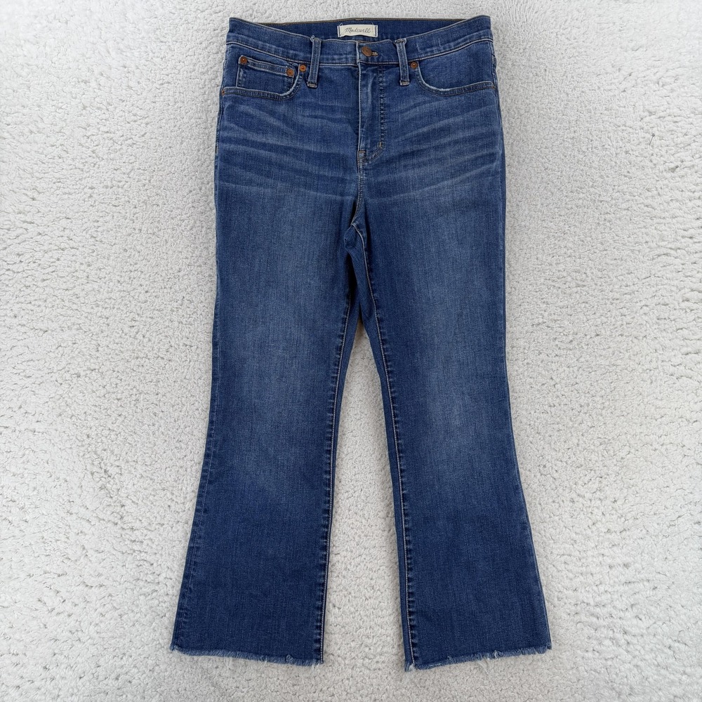 Madewell Cali Demi-Boot Jeans Womens 29 Blue Medium Wash Crop Stretch Denim